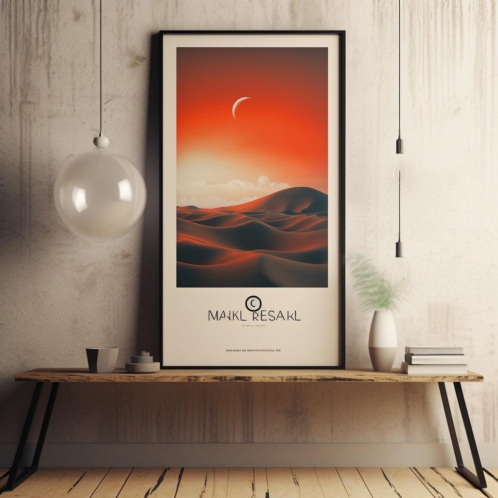 Custom wall poster featuring red desert landscape art print for unique interior decor.