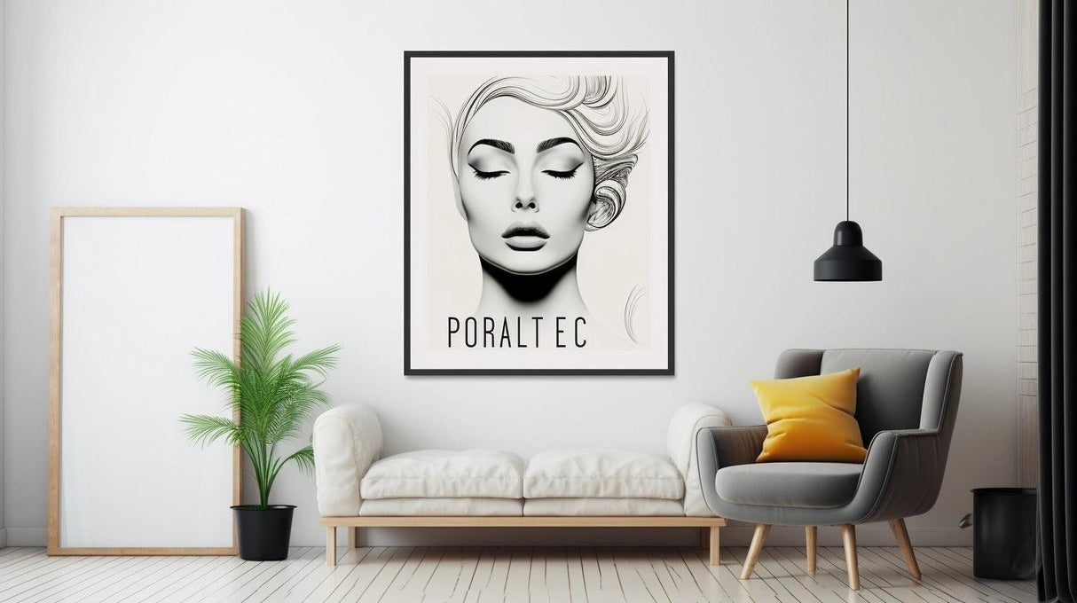 Custom wall poster featuring a minimalistic portrait for unique interior decor.