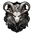 Zodiac Goat Wall Decal in Gothic Pop Surrealism style, featuring a striking goat with horns and flowing hair.