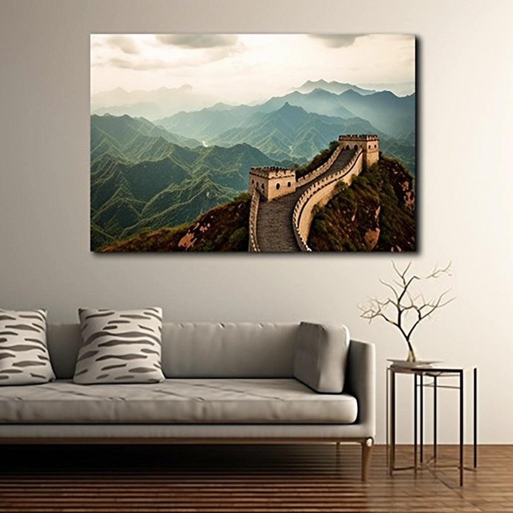 Personalized canvas wall art of the Great Wall of China, perfect for unique home decor.