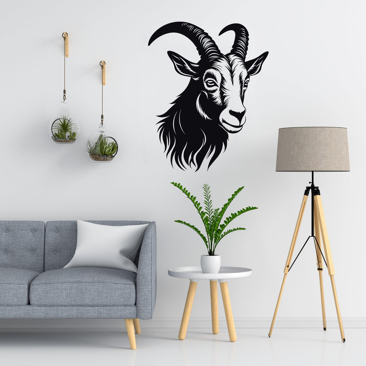 Large Zodiac Goat Wall Decal Art featuring intricate goat design, perfect for astrology-themed decor.