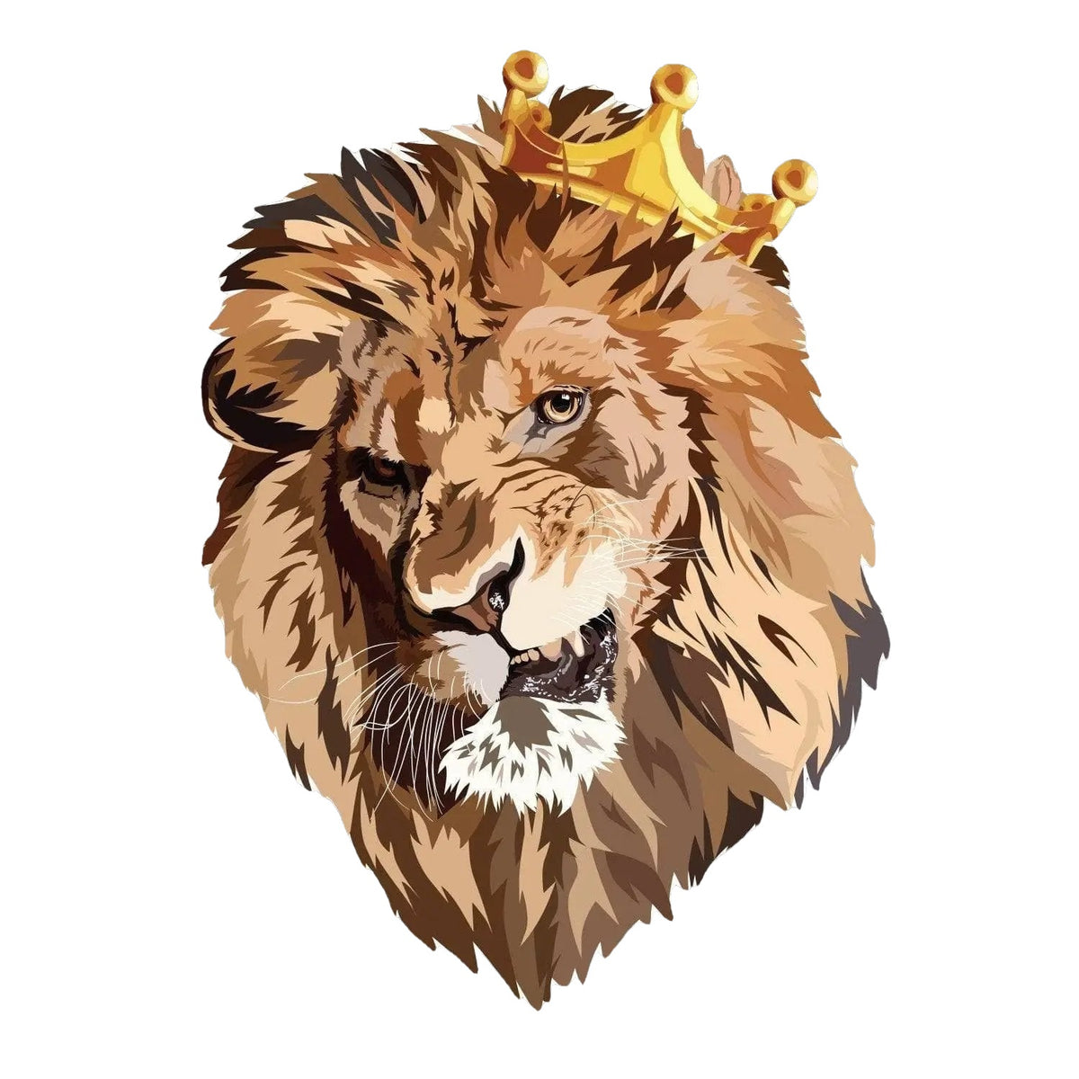 Original Decords lion head with crown wall sticker on a solid white background.