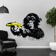 Vibrant Street Art Chimp Wall Decal featuring a monkey holding a banana, perfect for room decor.