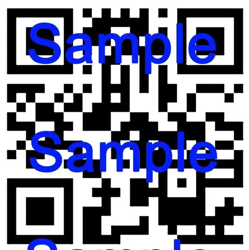 Custom QR code sticker design with sample text, easily scannable for personalized applications.