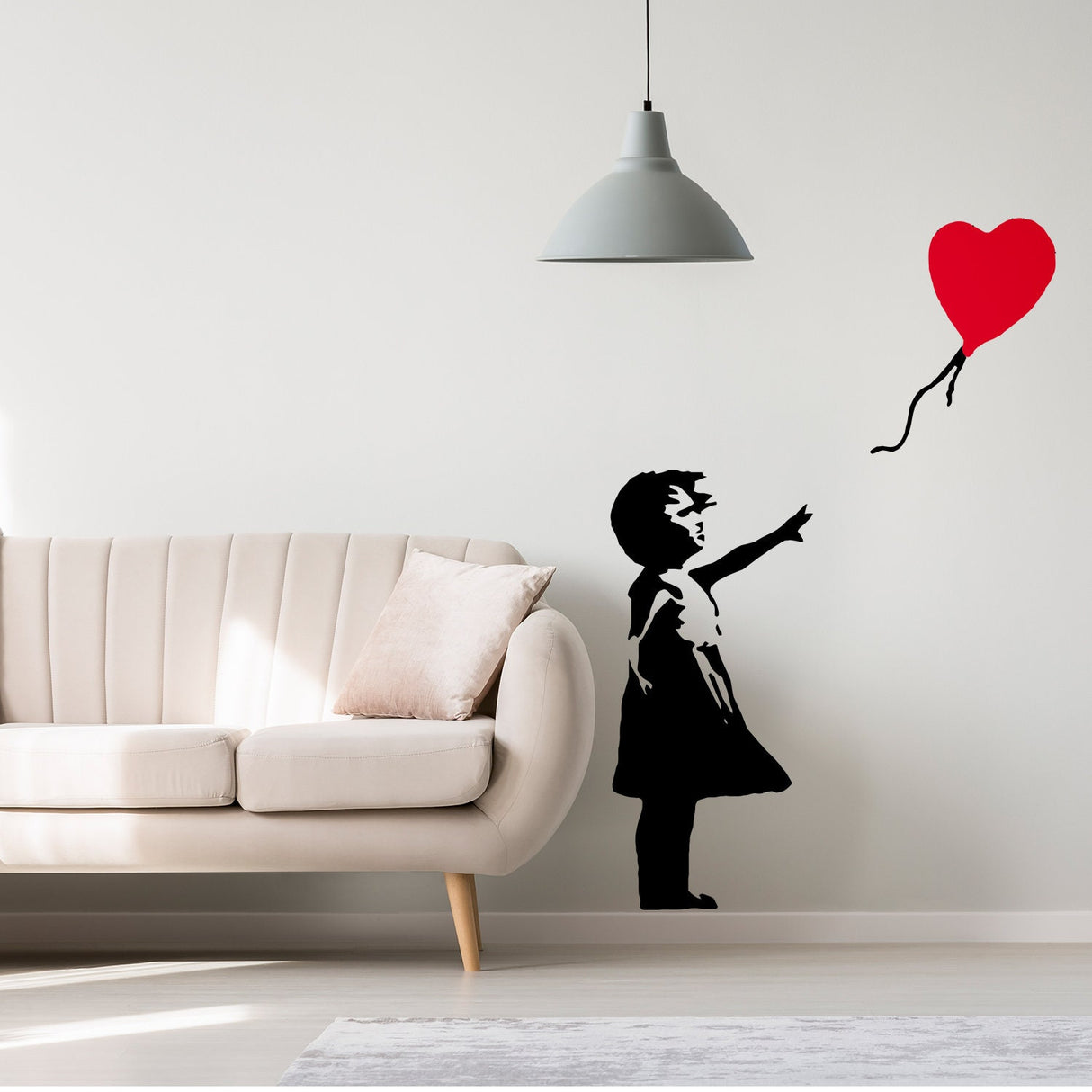 Banksy Girl With Heart Balloon Wall Sticker - Vinyl Baloon Hot Air Decal