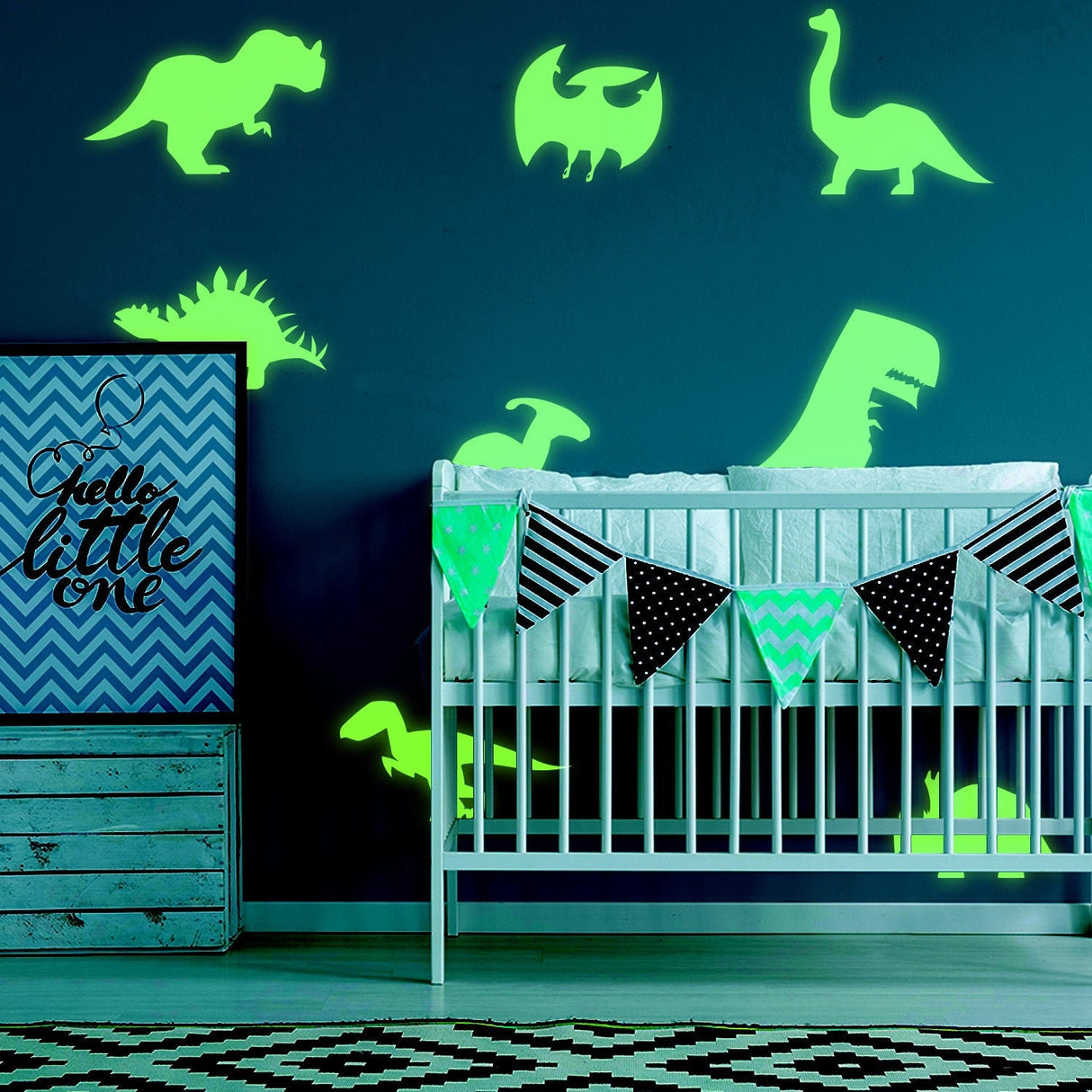 40x Glow In Dark Dinosaur Wall Room Decor Decal - Dinosaurs Art Boy Teen Kid Light Sticker Cool Boys Dino Glowing Vinyl Kids Decals Stickers