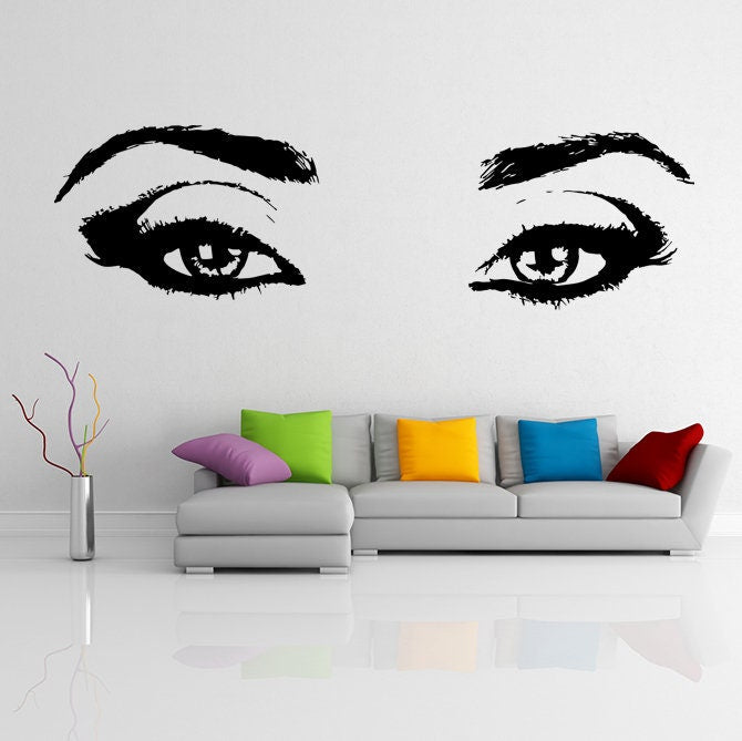 Woman Eyes Sticker Bedroom Wall Decor For Women - Female Eye Lash Beautiful Room Eyebrow Decal