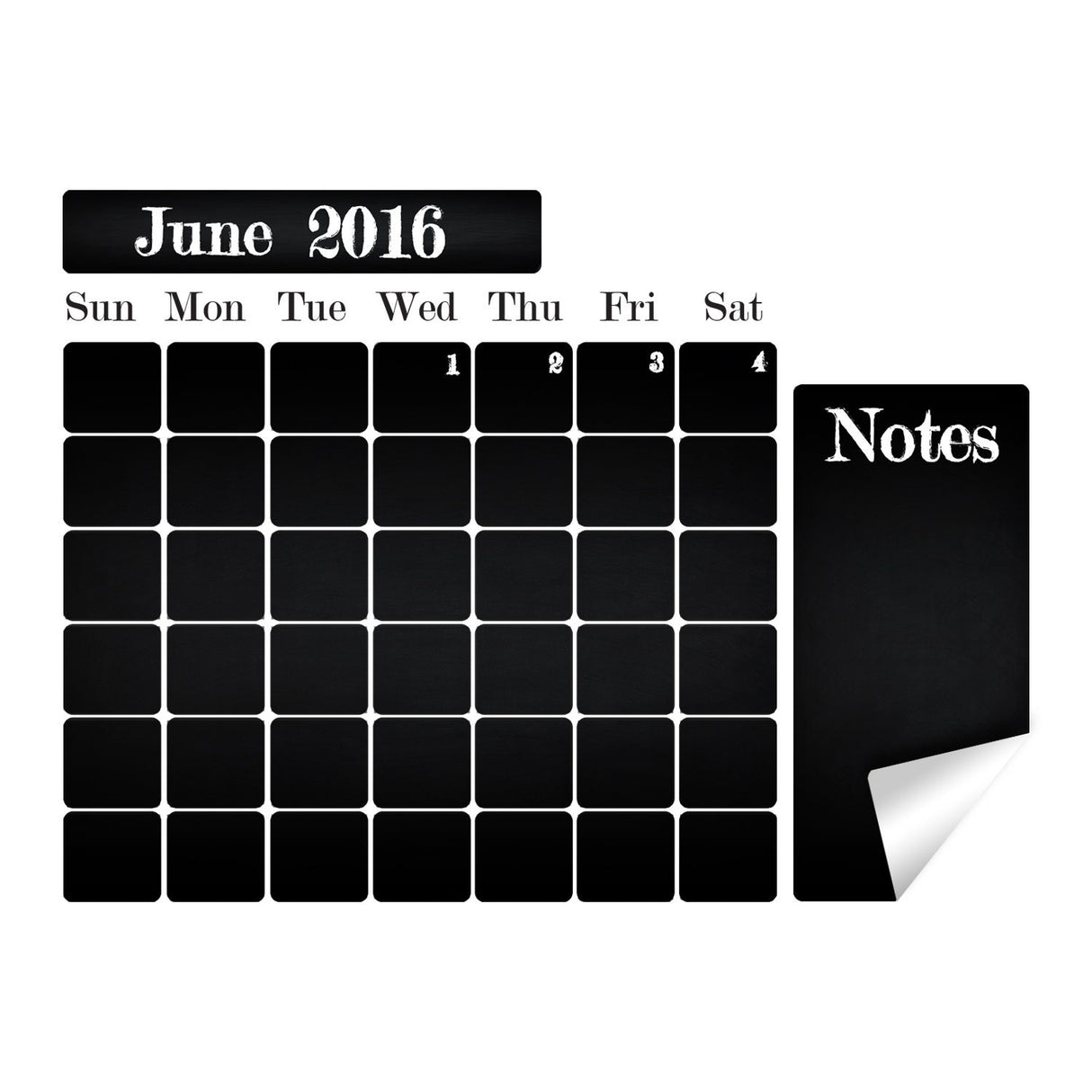 Chalkboard Wall Planner Blackboard Kitchen Sticker - Black Board Weekly Calendar Chalk Decal Monthly Week Day Meal Memo Menu Daily Organiser
