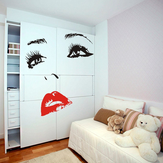 Woman Eyes Sticker Bedroom Wall Decor For Women - Female Eye Lash Beautiful Room Eyebrow Decal