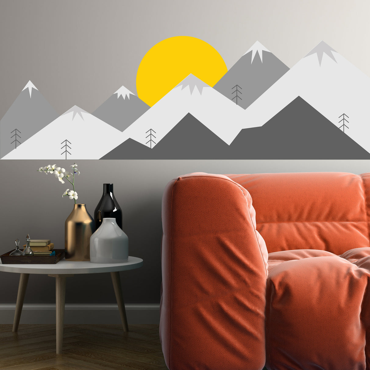 Mountain Wall Decal - Mountains Vinyl Sticker Decor For Nursery Baby Kid Boy Room