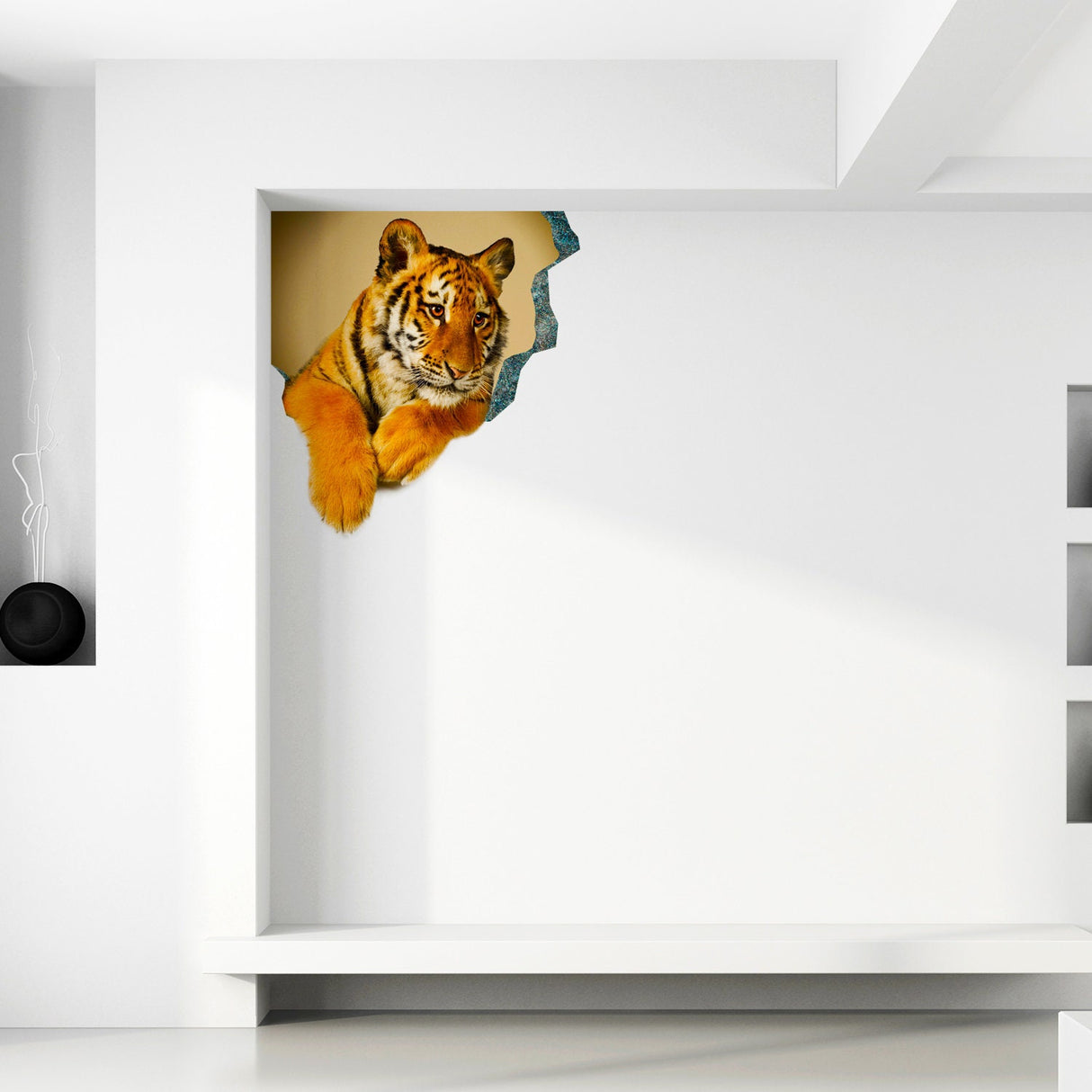 3d Tiger Sticker - Tiger Porthole Decoration Wall Decal For Bedroom