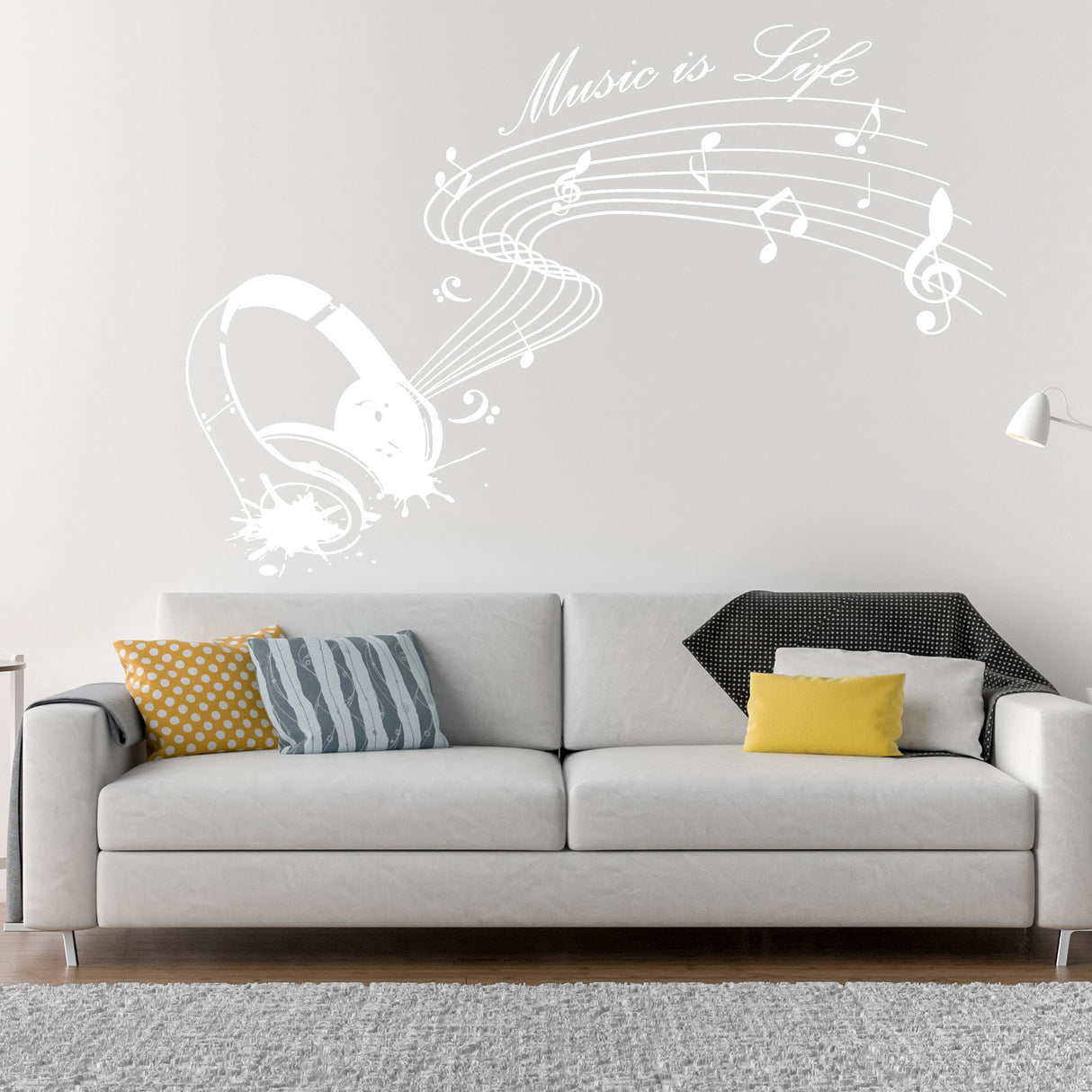 Glow In Dark Music Is Life Wall Sticker - Nigh Light Note Quote Decor Art Vinyl Decal