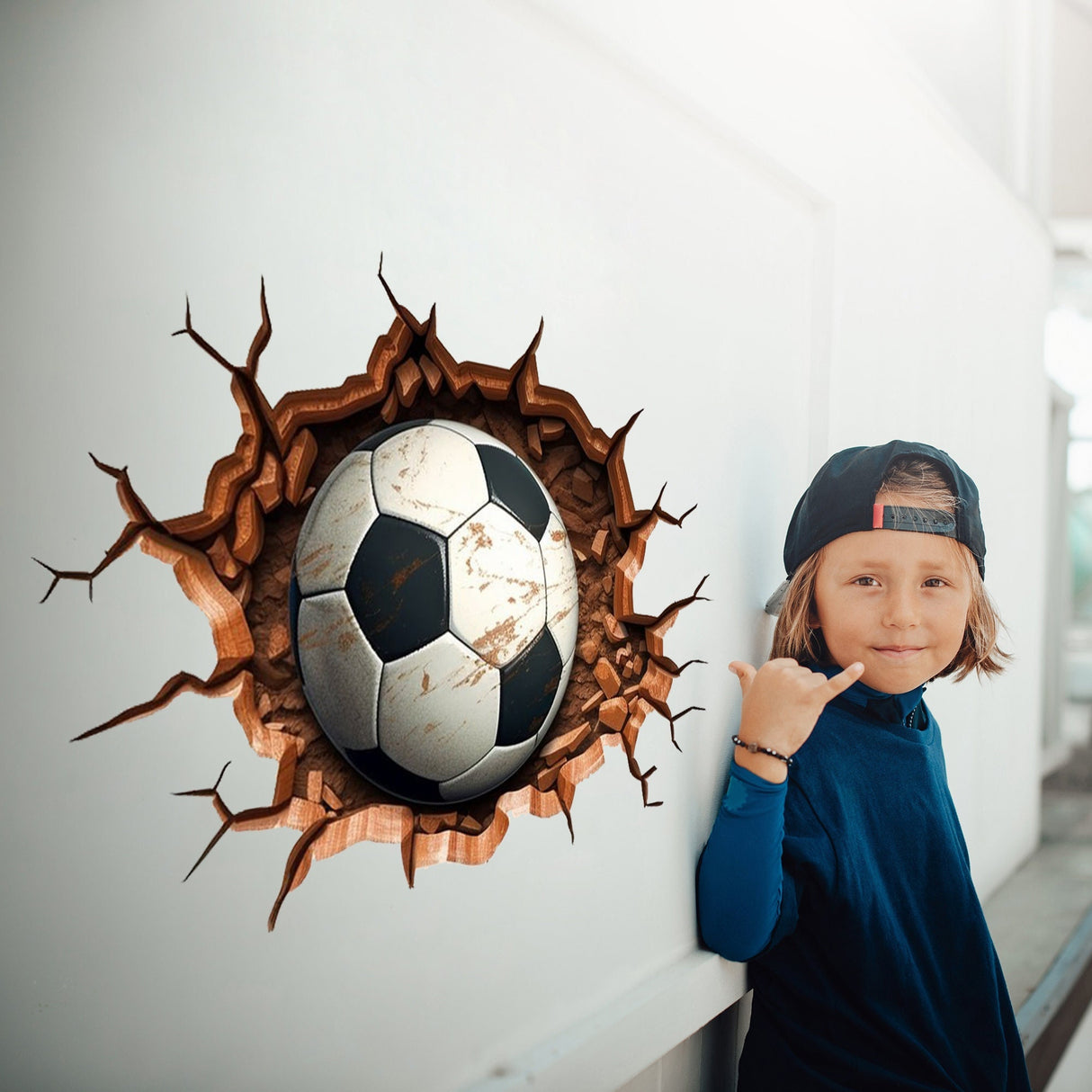 "3D Football Wall Sticker for Boys"