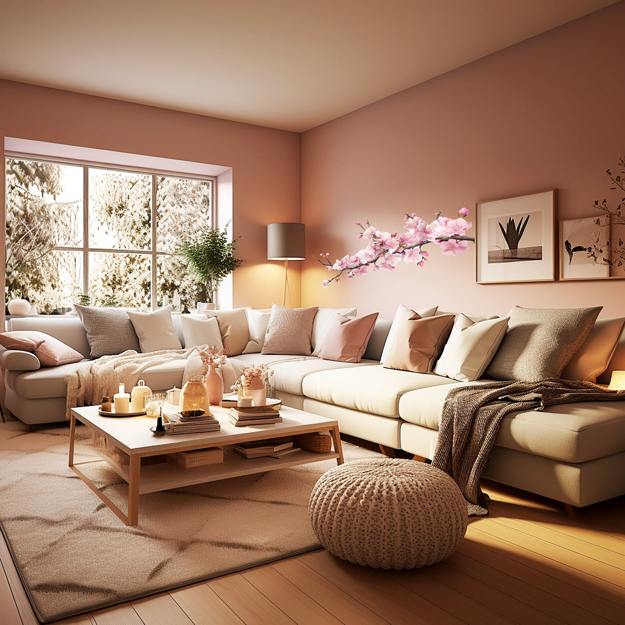 Delicate Cherry Blossom Branch Wall Decal - Serene Nursery Vinyl Sticker