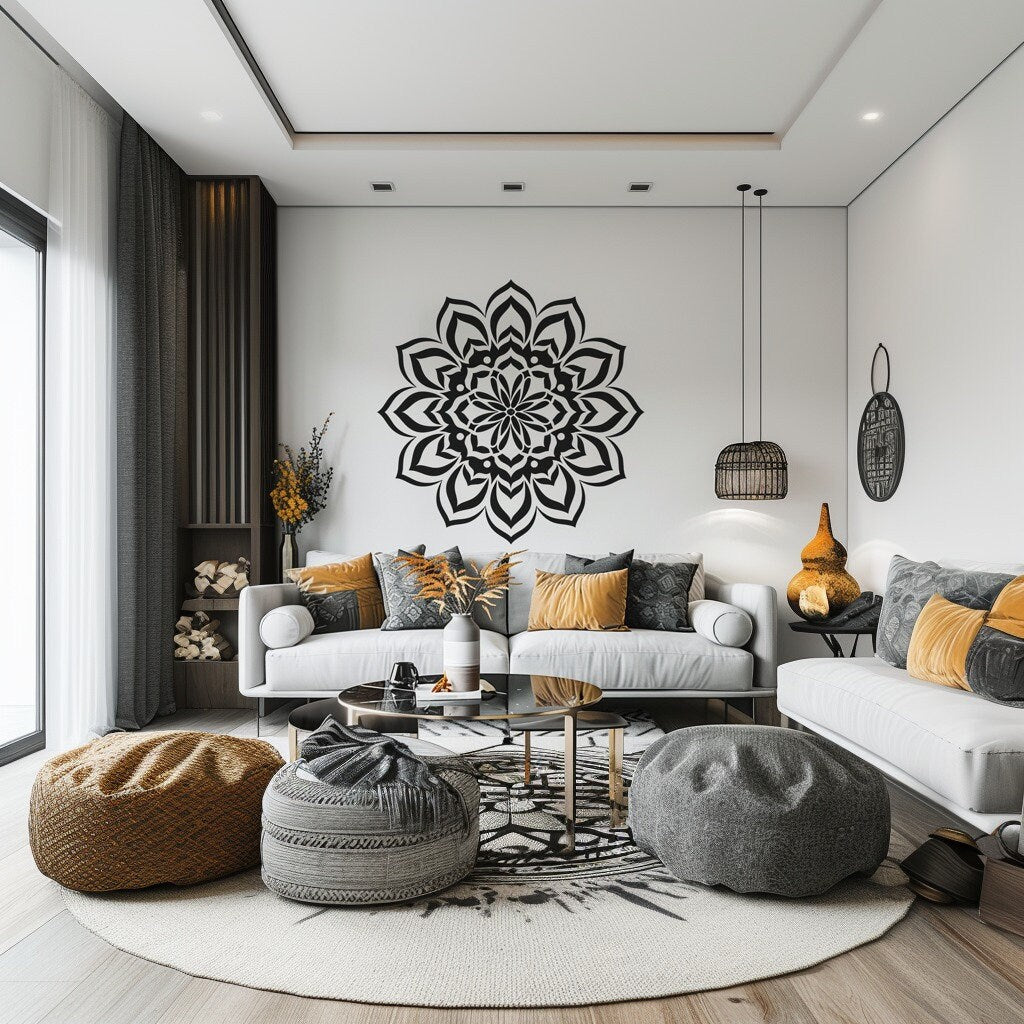 Mandala Wall Sticker for Meditation and Yoga Spaces - Elegant Removable Vinyl Decal for Home and Studio Decor
