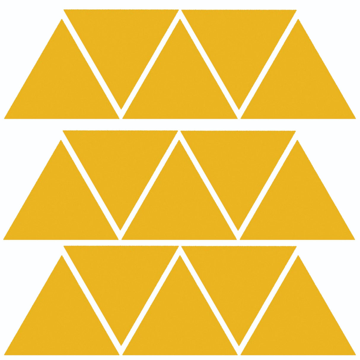 Customizable yellow triangle decals set, perfect for car windows and bumpers, made from durable vinyl.