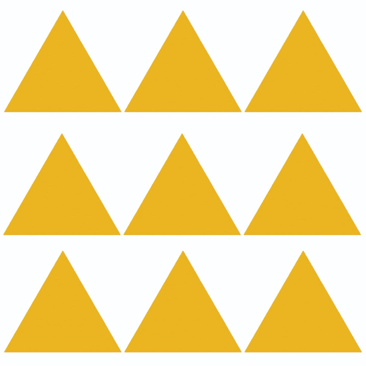 Customizable yellow triangle shape decals for car windows and bumpers, featuring a set of nine triangles in a repeating pattern.