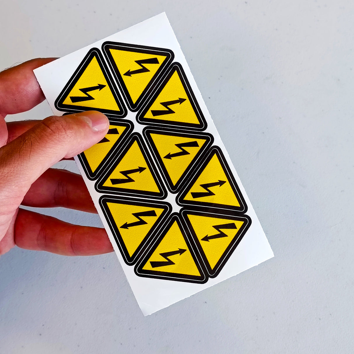 High Voltage Electrical Shock Hazard Stickers - Pack of 10 Yellow Triangle Warning Vinyl Decals