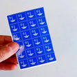 Blue grounding symbol stickers in a square shape, ideal for marking electrical components and ensuring safety.