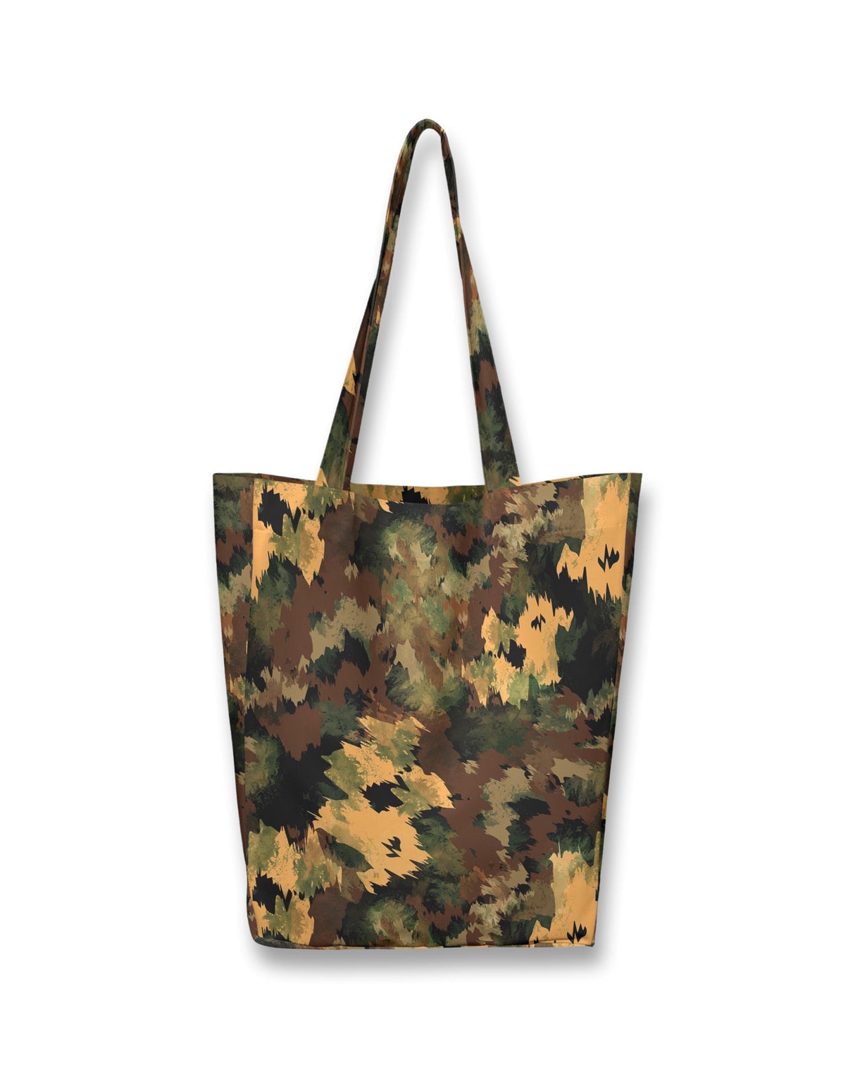 Stylish camouflage tote bag with durable fabric and two sturdy handles, perfect for everyday use.