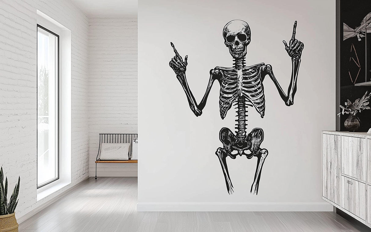 Skeleton Wall Decal | Halloween Human Skull Bones Wall Sticker | Removable Gothic Wall Art | Skeleton Decor for Home, Office, or Party