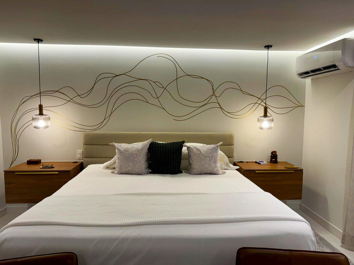 Elegant Line Art Wall Sticker | Line Twist Wall Decal | Swirl Wall Stickers | Make your Custom design shape with Stickers Golden Stripes