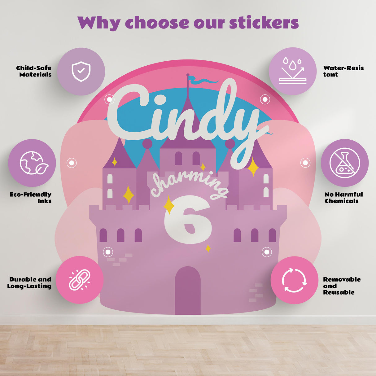 Personalized Kids Birthday Sticker Set | Custom Girls Name Age Party Decor Decals | Table Labels | Birthday Decoration Kit | Party Favor *!