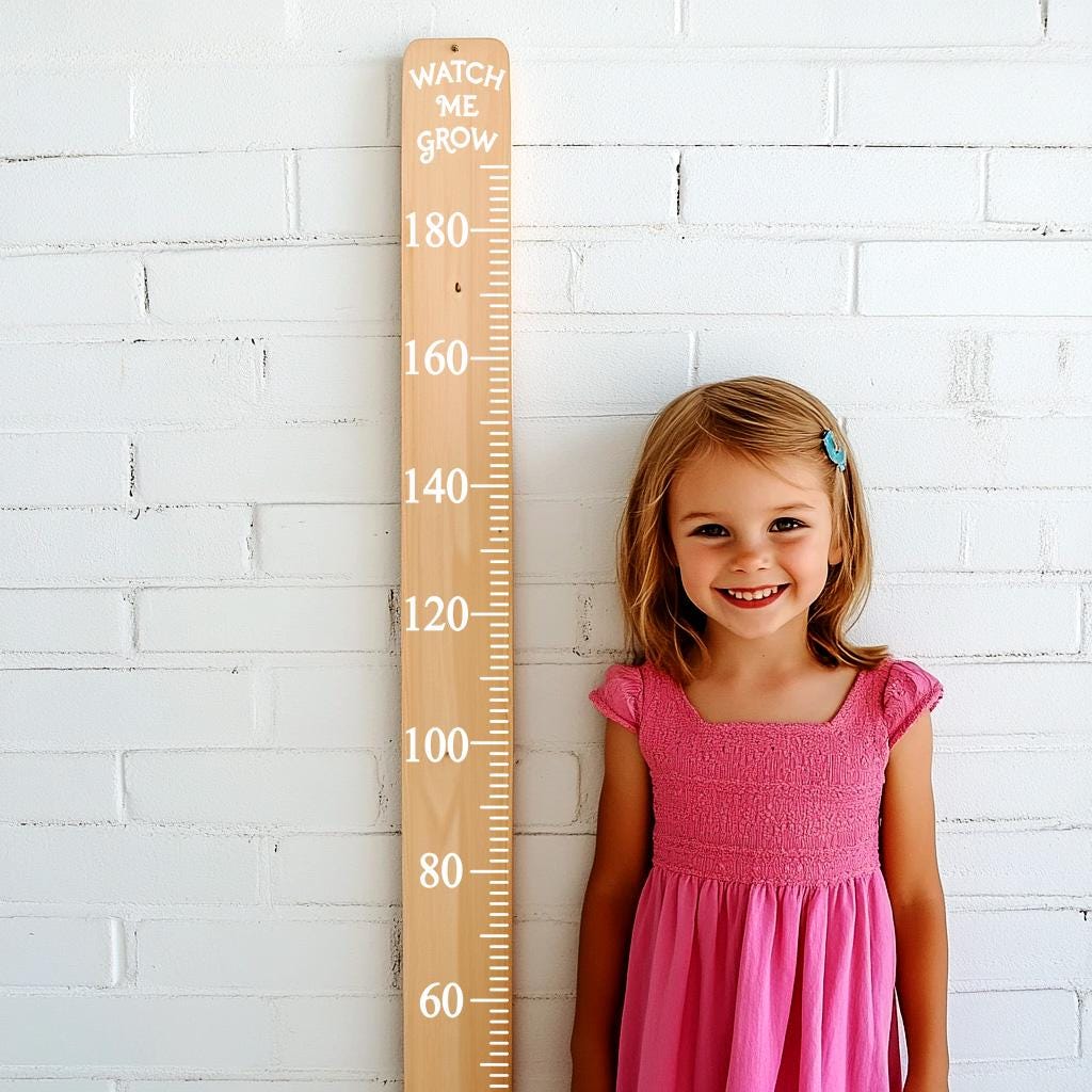 Vinyl Growth Chart Decal in Centimeters with 27 White Arrow Stickers – DIY Kids Height Ruler CM Sticker for Wood, Door - Baby Shower Gift