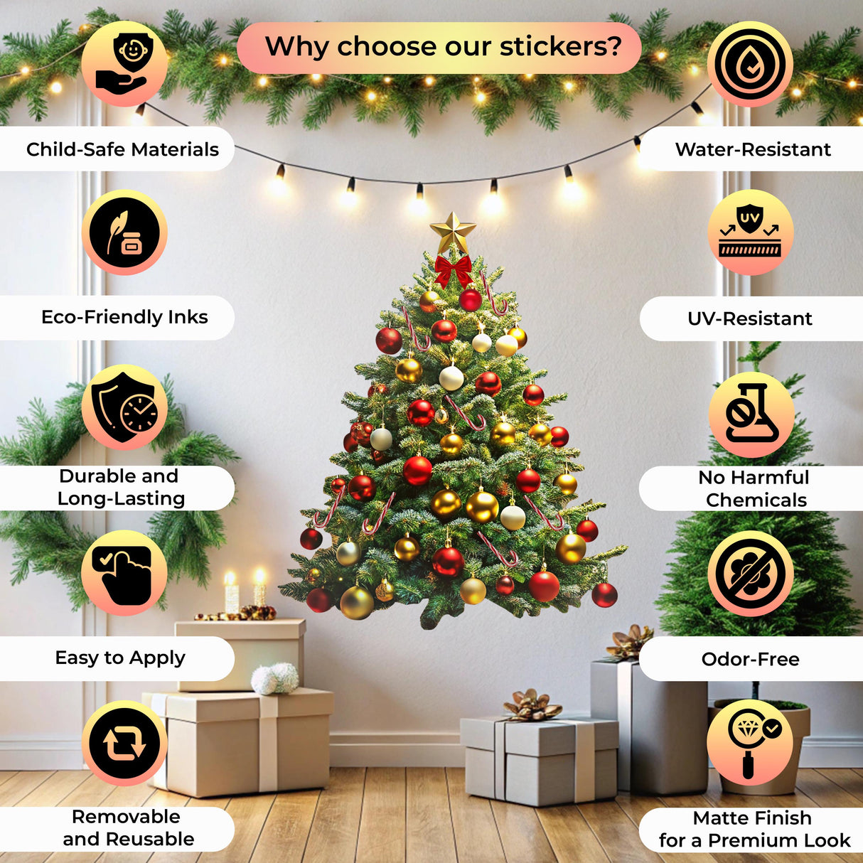 Christmas Wish Tree Sticker Set | Interactive Holiday Decor | Family Christmas Tradition Kit | Reusable Christmas Decals Ornament *!