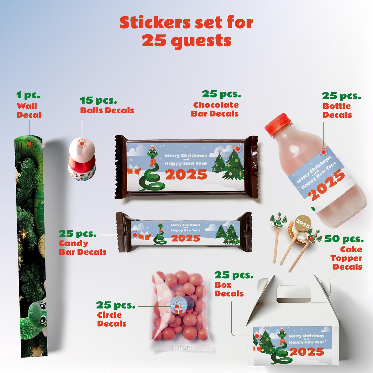 Christmas Sticker Set | Personalized Bottle, Chocolate & Gift Box Labels | Festive Holiday Decor with Interactive Christmas Tree Design *!