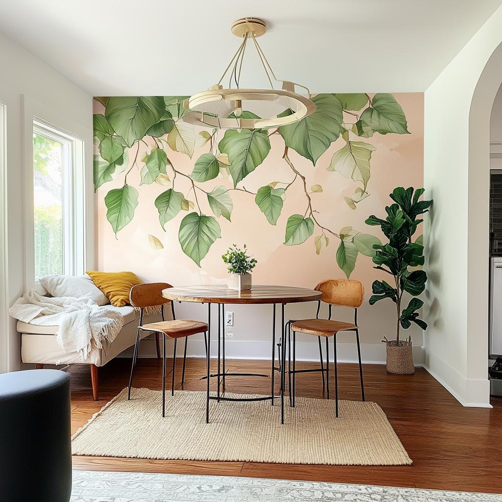 Leafy Branch Wall Decal Sticker | Green Leaf Wall Decor | Nature Art for Dining or Living Room | Removable Wall Sticker | Large Plant Decal