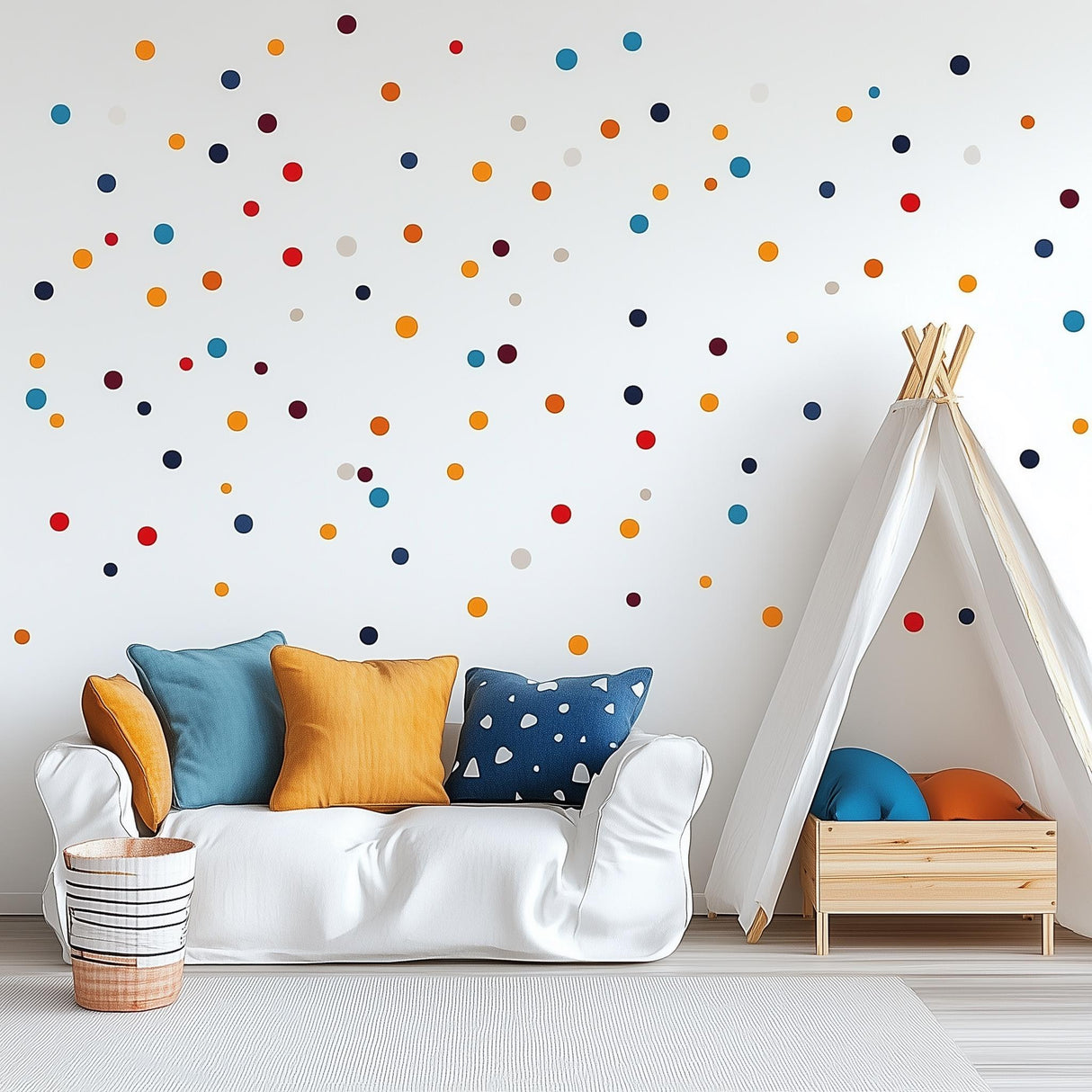 Colorful Polka Dot Wall Decal Set | Playful Kids Room Wall Sticker Decor | Removable Dot Stickers Nursery Playroom | Customizable Wall Art