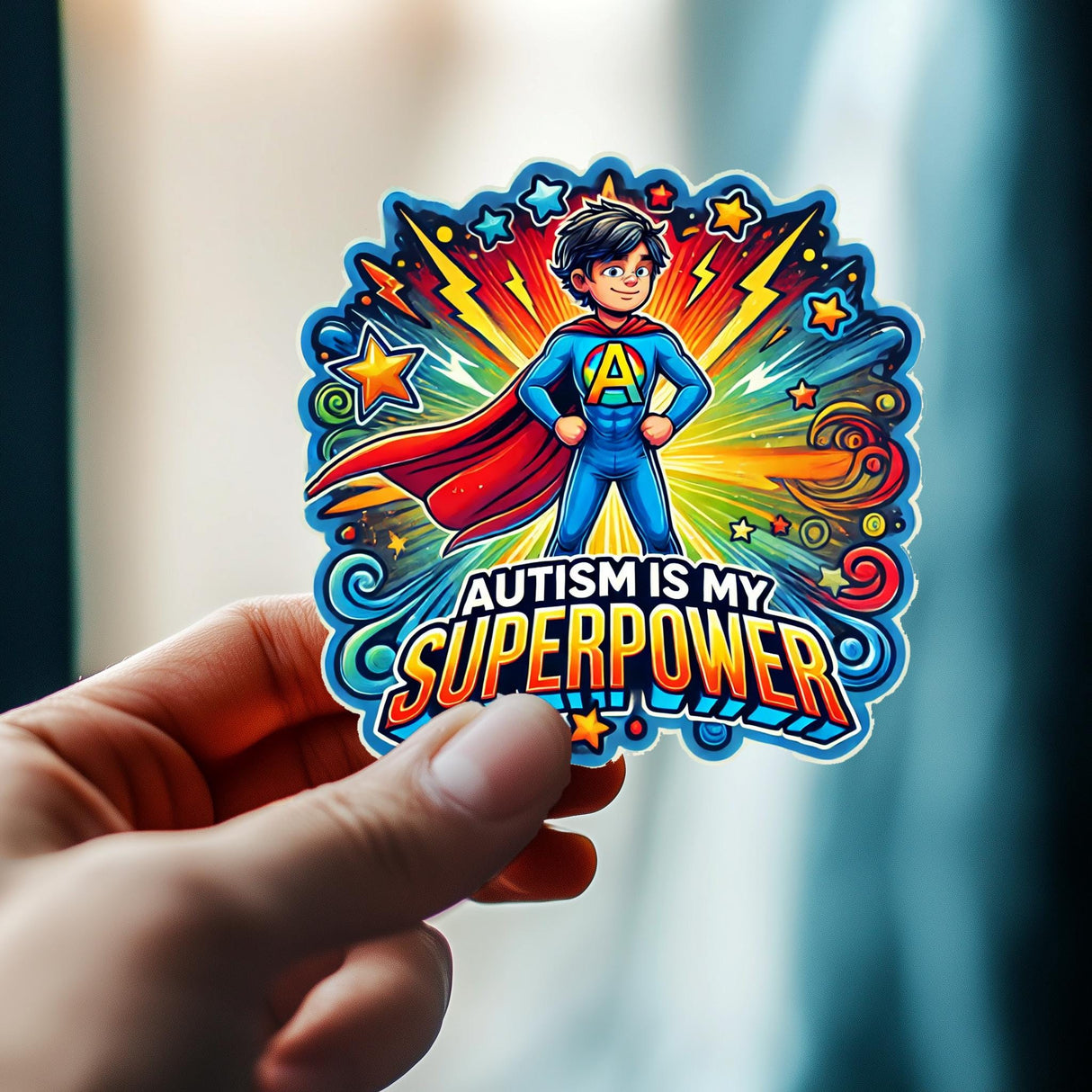 Autism Is My Superpower Sticker | Vinyl Sticker Wall, Car, Furniture, Laptop | Inspirational Autism Awareness Decal | Child With Autism
