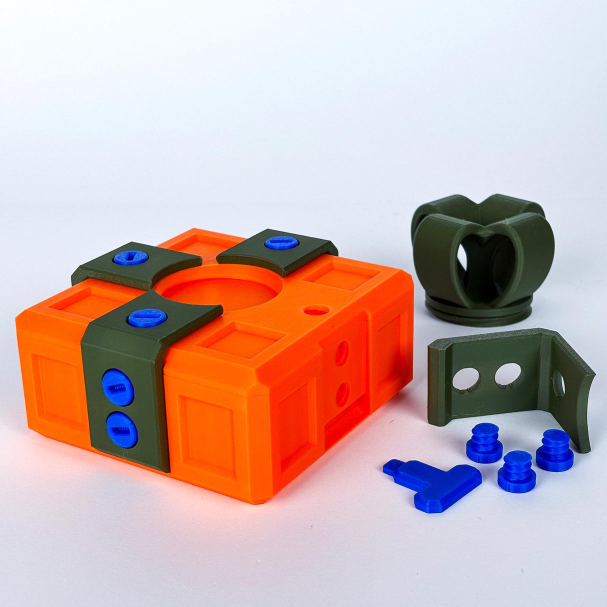 Colorful mini annoying gift box with puzzle pieces and screws for fun gift challenges.