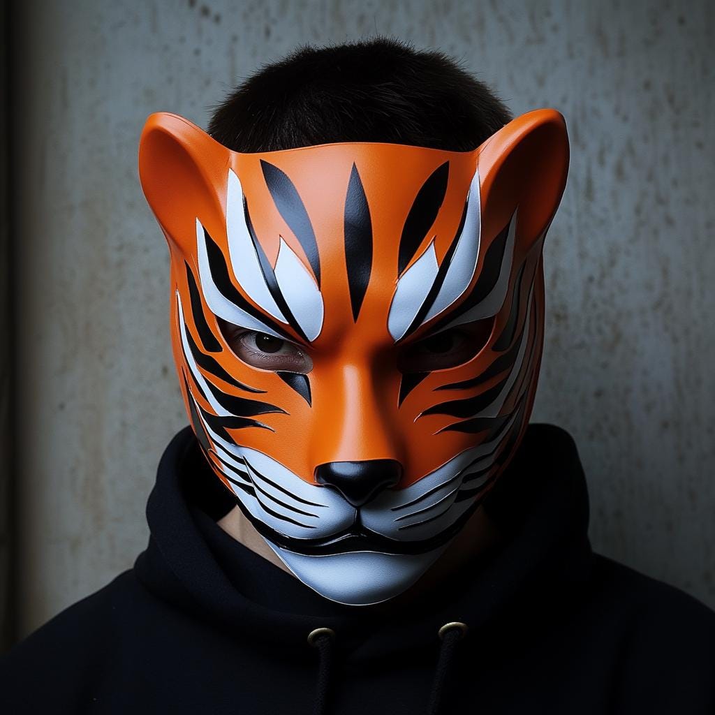 Tiger Mask | Ninja Cosplay Samurai Warrior Mask | 3D Printed Anime Shinobi Mask | Japanese Fox Demon Warrior Mask | Halloween Tiger Mask