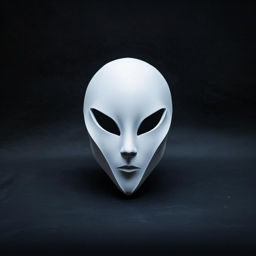 3D-printed alien mask with smooth design, ideal for sci-fi cosplay and space-themed events.