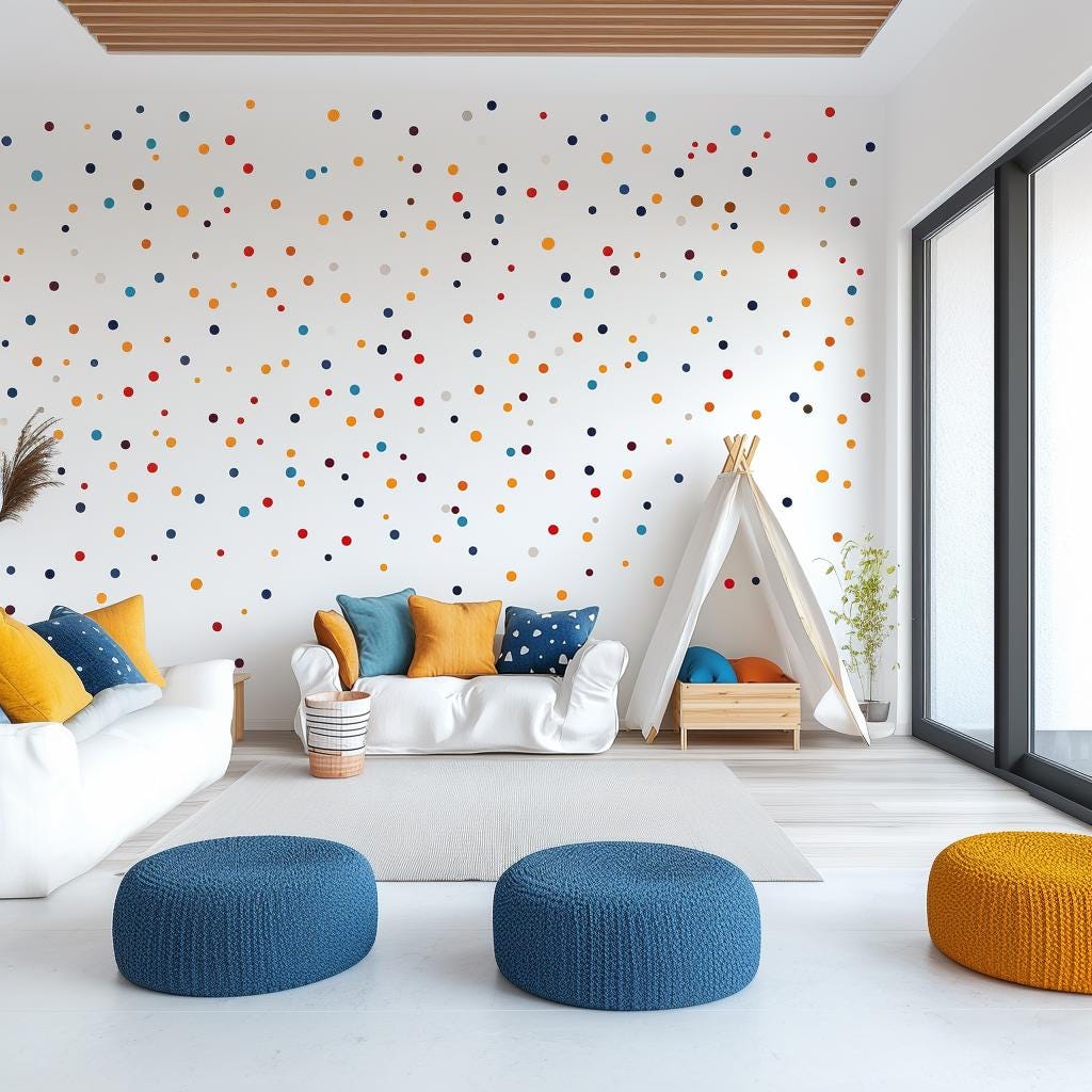 Colorful Polka Dot Wall Decal Set | Playful Kids Room Wall Sticker Decor | Removable Dot Stickers Nursery Playroom | Customizable Wall Art