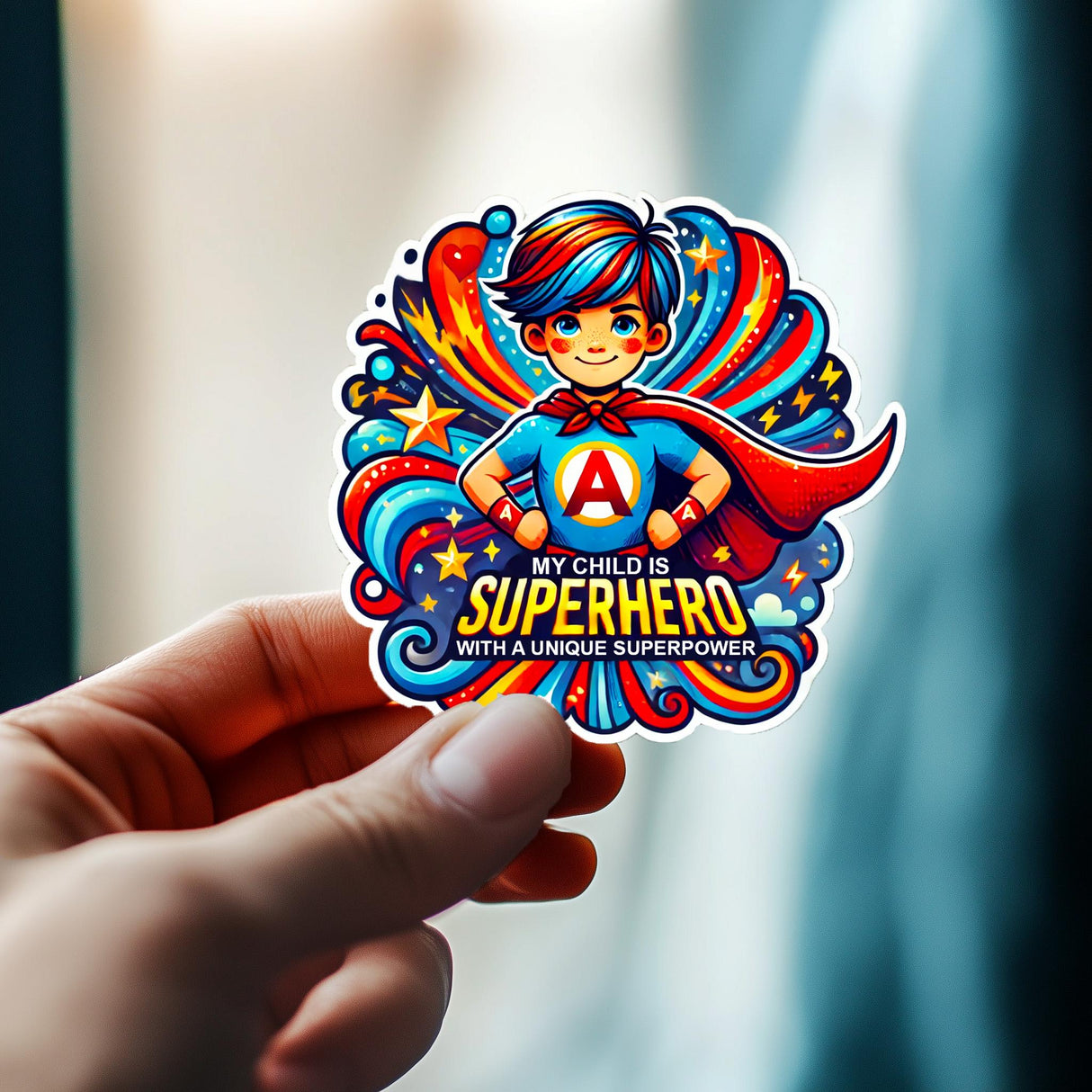 My Child Is a Superhero Autism Sticker | Vinyl Autism Awareness Decal | Inspirational Sticker Wall, Car, Laptop, Furniture | Boy With Autism