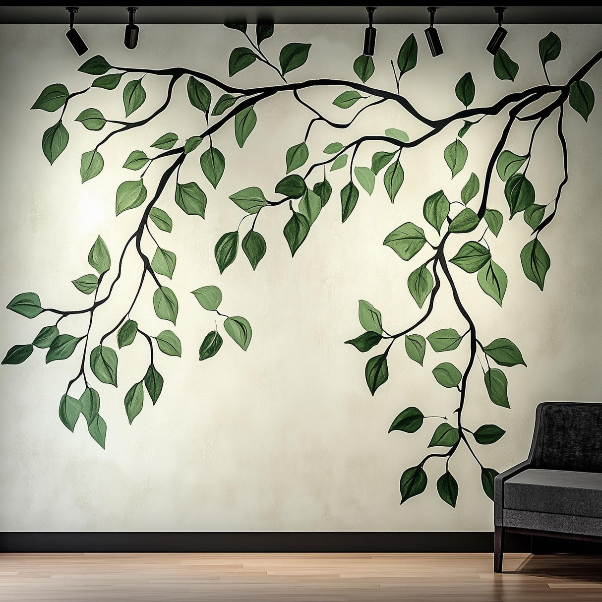 Branch and Leaves Wall Decal | Elegant Botanical Wall Sticker Art | Removable Tree Branch Wall Sticker for Living Room or Bedroom