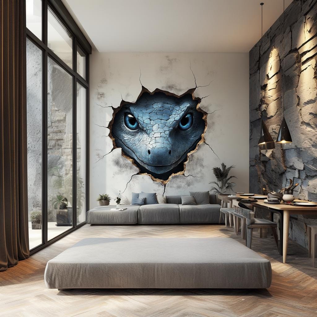 3D Gecko Wall Decal | Realistic Blue Gecko Mural | Kids Room Decor | Large Gecko Sticker | Unique Wall Art for Living Room or Bedroom