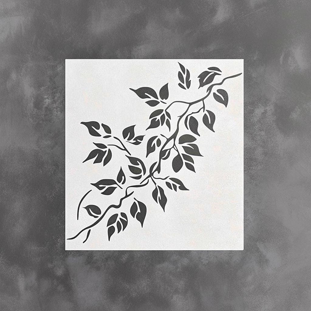 3D-printed vine stencil design featuring intricate leaf patterns on a light background.