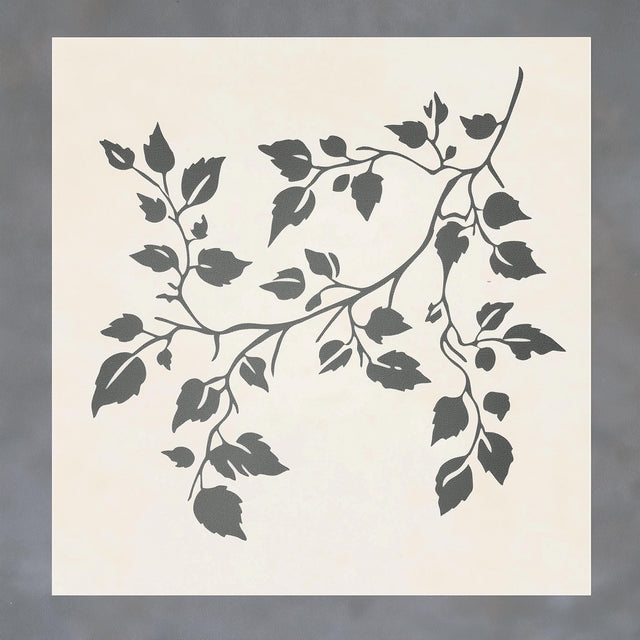 Elegant vine stencil design with leaves for wall painting and home decor projects.