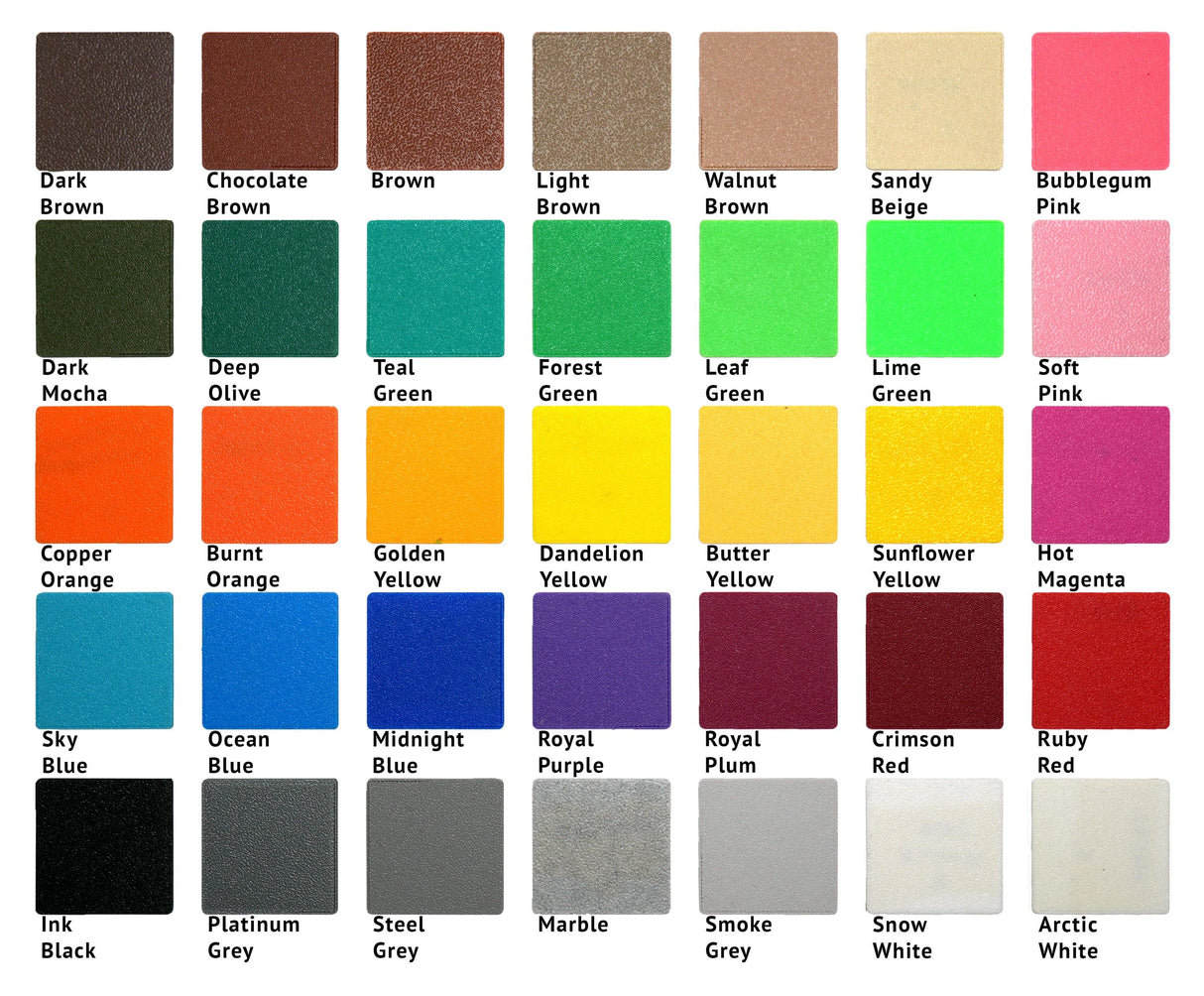 Color palette featuring 36 square color samples including browns, greens, blues, and vibrant hues.