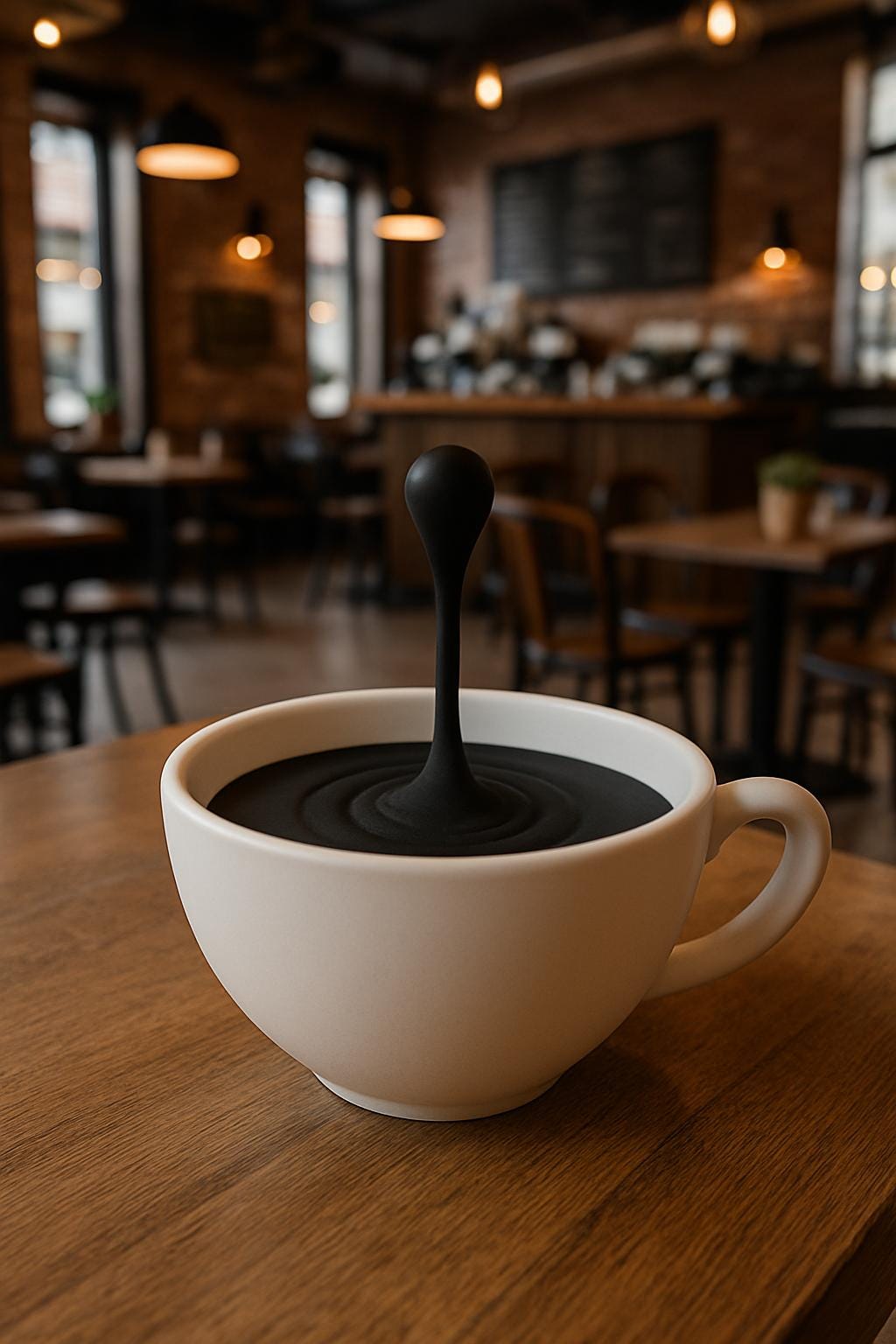 Floating Coffee Drop Sculpture | 3D Printed Coffee Art Optical Illusion Desk Decor | Coffee Bar Display Kitchen Coffee Lover Gift Barista