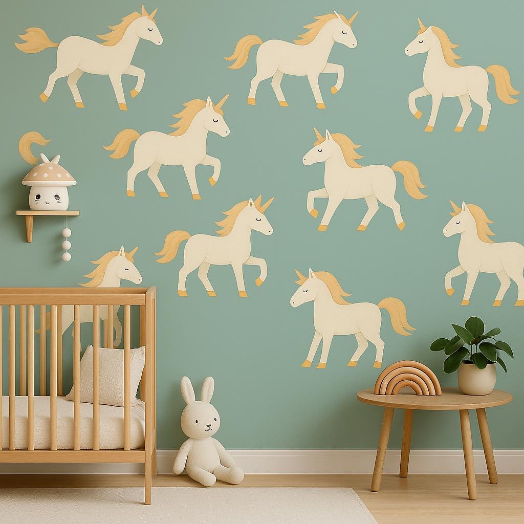 Unicorn Wall Decals | Removable Nursery Stickers | Reusable Unicorn Wall Decor | Magical Kids Room Art | Boho Baby Room Wall Decals