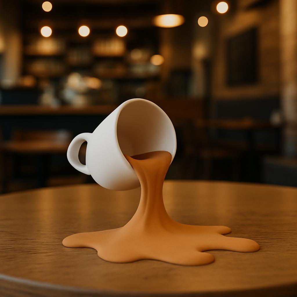 Spilled Espresso Macchiato Cup Sculpture | 3D Printed Coffe Cup Art | Coffee Lover Gift | Kitchen Decor | Café Display | Unique Barista Gift
