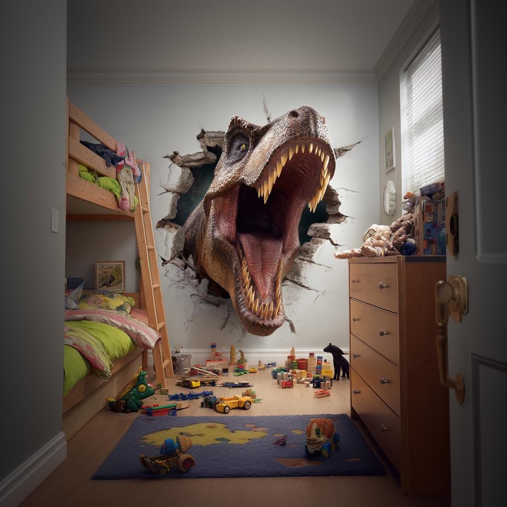 T-Rex Wall Decal for Kids Room | 3D Dinosaur Wall Sticker | Realistic Jurassic Vinyl Mural | Boys Bedroom Dino Decor | Roaring TRex Art