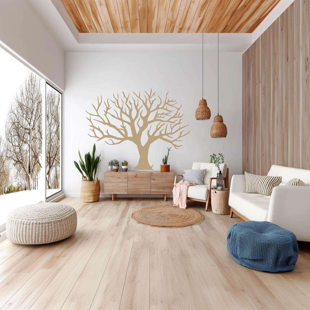 Winter Tree Wall Decal | Large Leafless Tree Wall Sticker | Boho Wall Decor | Neutral Tree Mural | Vinyl Wall Decal for Family Photo Wall