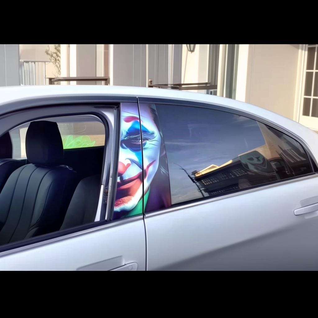 Joker Face B-Pillar Car Sticker | Clown Vinyl Wrap Decal | Comic Villain Car Pillar Accessory | Dark Art Tuning | Gift for Car Lovers