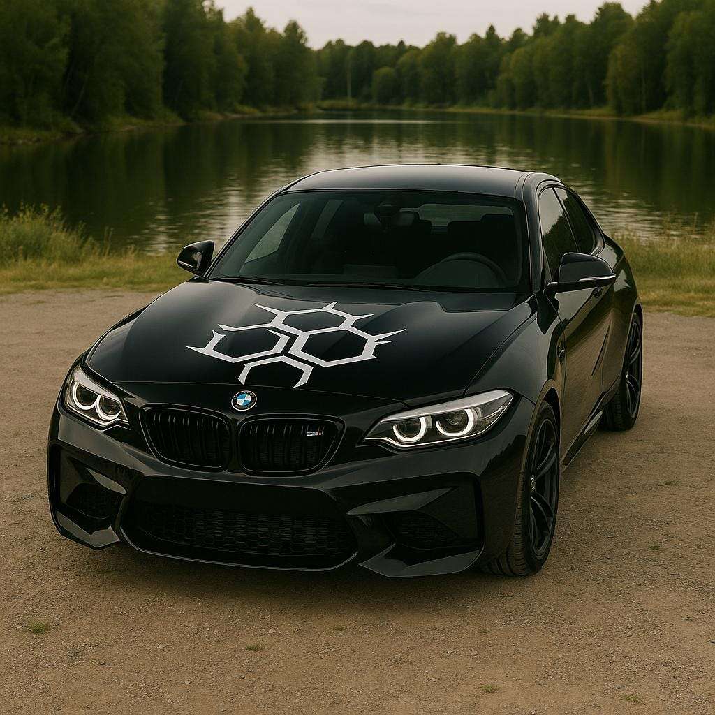 Honeycomb Hood Car Decal | Sport Car Vinyl Sticker | 4x4 Truck Graphic | Science Stripe Car Wrap Gift for Him | Auto Upper Cowl Cool Decals